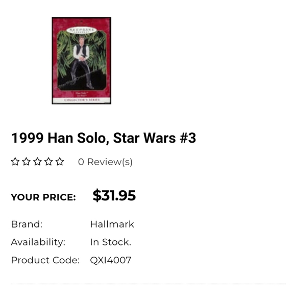 Star Wars Han Solo Hallmark Ornament - Picture 7 of 7